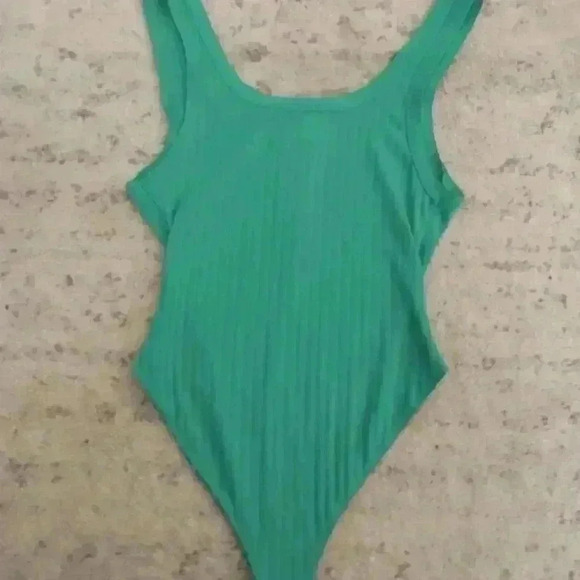 Free People Intimately Free Women's Green Henley Rib Bodysuit M - Picture 10 of 15